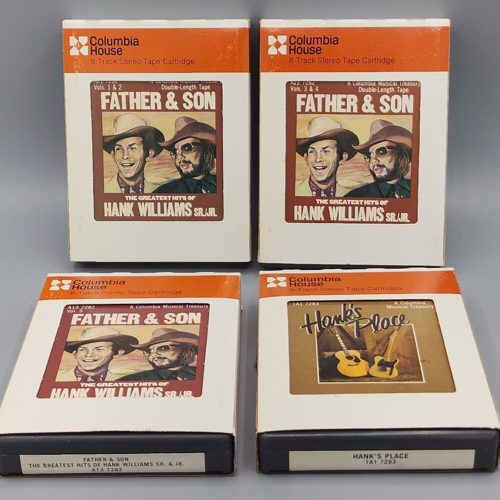 Father & Son Greatest Hits of Hank Williams Sr. & Jr. Three 8 Track Cassettes